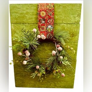 Hand crafted shiplap wall or door wreath 16” x 12” Christmas